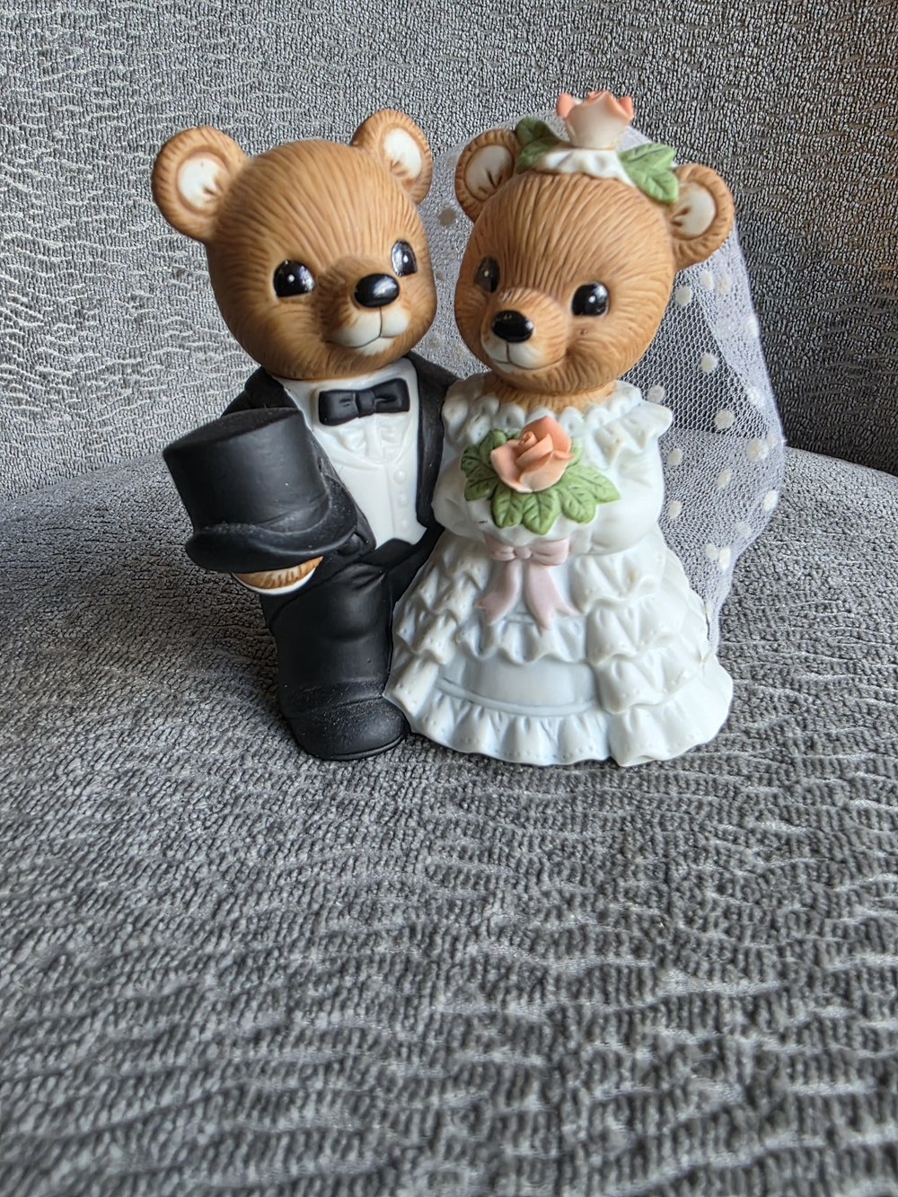 Vintage Bride and Groom Bears Figurine Cake Topper Wedding  Homco